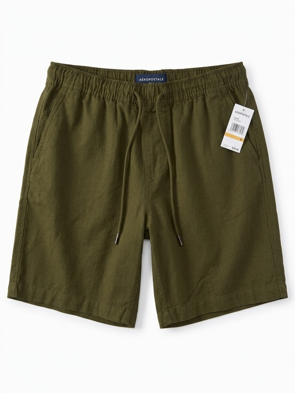 Aeropostale Women's High Waist Olive Drawstring Linen Shorts